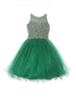 Big Girls Emerald Green Glitter Bead Wired Hem Tulle Christmas Dress 8-16 - SophiasStyle.com